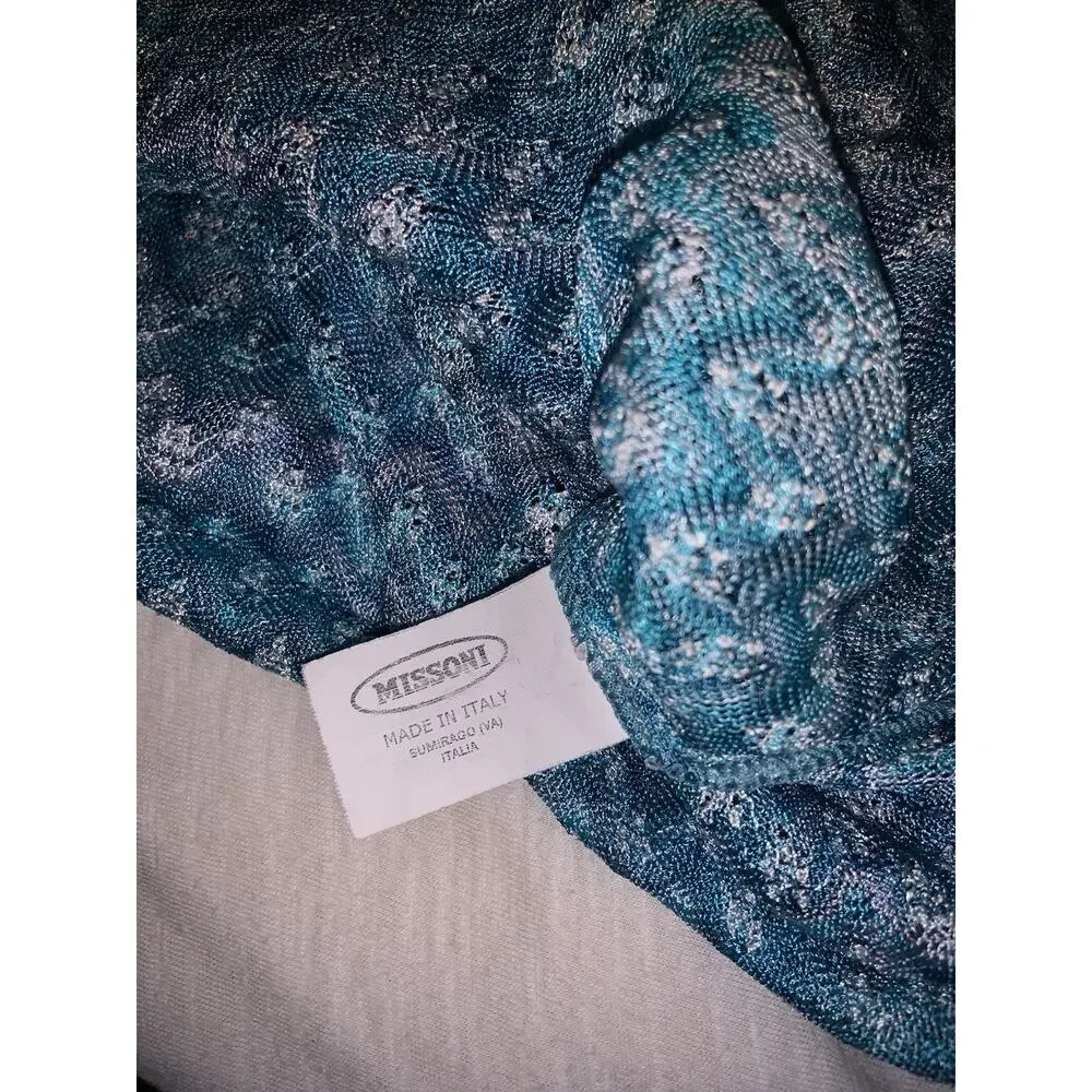 MISSONI MARE BLUE AND PURPLE CROCHET KNIT MIDI DRESS SIZE IT 44 US MEDIUM